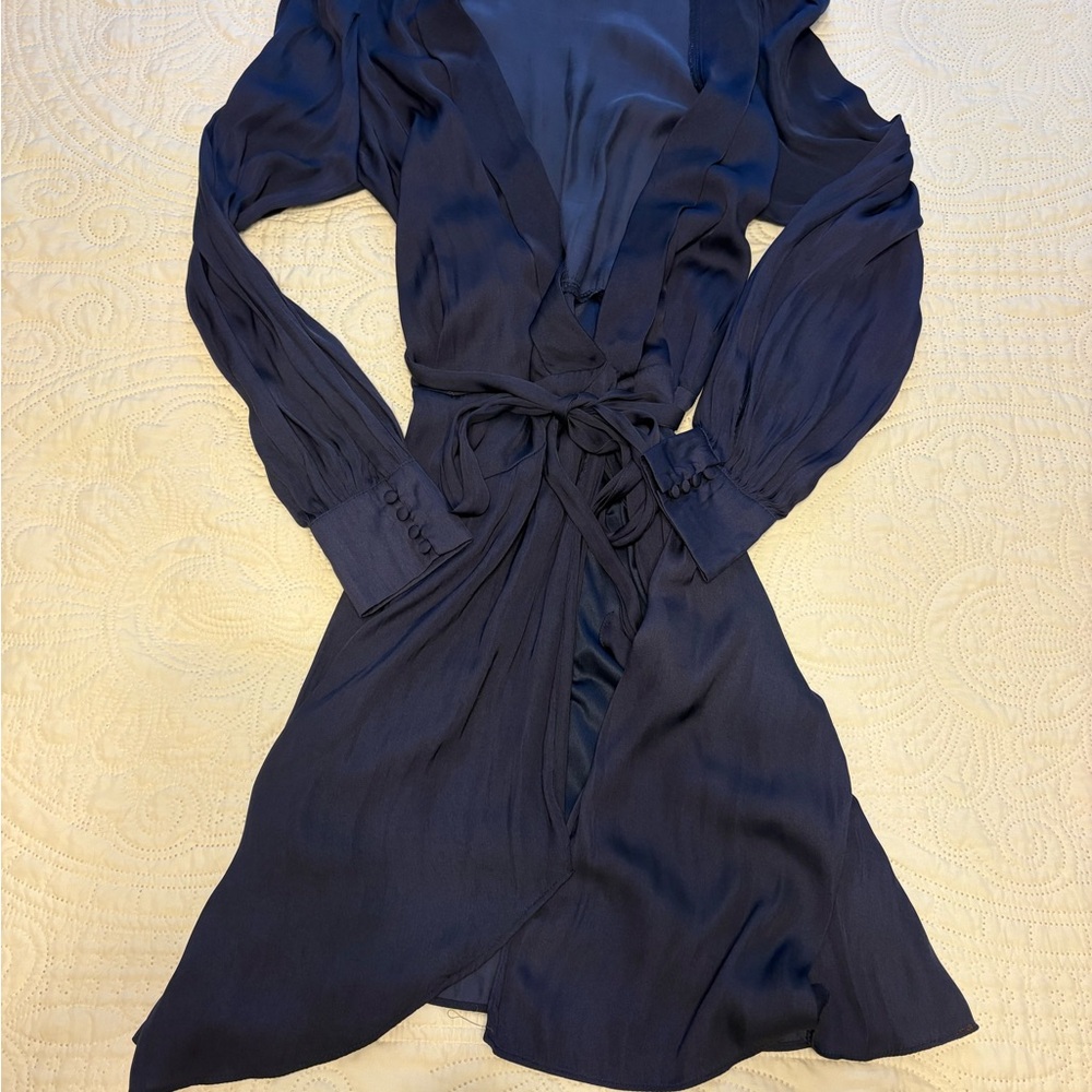Elegant Navy Blue Silk Dress
